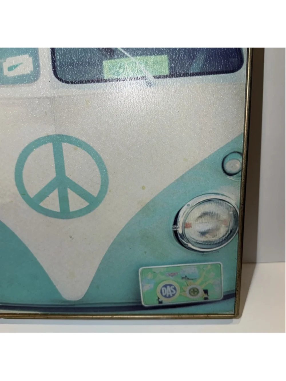 Target Retro VW Bus Canvas Wall Art Peace Sign Turquoise 12x12 Target Decor READ